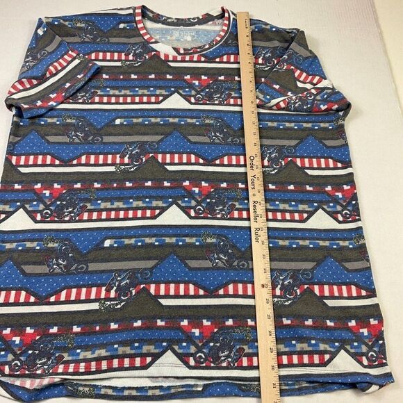 Lularoe Stretch Knit Top Motorcycle Print Short Sleeve Shirt Crew Neck Size 3XL - Picture 5 of 11